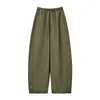 Pantalones Minimalistas Voluminosos con Forma de Capullo para Mujer Aboutsea, Textura como de Papel, 100% Algodón, Cintura Elástica, Doble Lavado, Pantalones Casuales Sueltos de Primavera y Verano