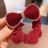 Anillo para el pelo de terciopelo rojo para niños, lazo para la cabeza, anillo para el pelo con pedrería, cuerda para el pelo de Año Nuevo para niña, accesorios para el pelo, tocado para niña, femenino