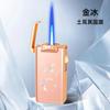 Encendedor de Inyección Directa Portátil de Moda con Patrón de Aurora Colorido de Aspecto Elegante Encendedor a Prueba de Viento de Llama Azul Regalo Venta al Por Mayor