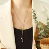 Conjunto de Joias Tendência Não Desbota com Contas Redondas e Fivela de Puxar, Pulseira de Tornozeleira com Franjas em Aço Titânio Banhado a Ouro 18K para Mulheres