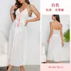 Exquisita Bata Transparente de Encaje para Mujer con Decoración de Cinta de Lazo Roja, Tirantes Finos, Estilo Largo, Modelo de Comercio Exterior 883