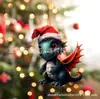 Colgante decorativo de elfo dinosaurio para árbol de Navidad nuevo transfronterizo, plano acrílico, decoración navideña para el hogar, regalo