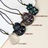 Colgante de Joyería de Zorro de Obsidiana Natural Hanjie Cristal Blanco Zorro de Nueve Colas Amor Año Zodiacal Colgante de Collar para Mujer