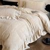 Conjunto de Quatro Peças de Veludo Leite Espesso Quente de Inverno com Capa de Edredom Esculpida Estilo Francês, Lençóis de Cama e Roupa de Cama