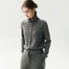 Usável de duas maneiras - cardigã de tricô de cashmere super estiloso, macio e confortável para mulheres, com gola alta, caimento solto e pode ser usado como camada base ou uma peça de outer wear quente
