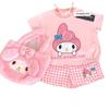 Traje informal de dibujos animados para niñas, camiseta holgada con pantalones cortos a cuadros, venta al por mayor, novedad de verano de 2024
