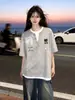 Camiseta de algodón 100% puro, marca de moda popular, diseño falso de dos piezas, cuello redondo, manga corta, para hombres y mujeres, top de verano holgado, corte ajustado, estilo Ins