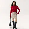 Suéter de cashmere 100% puro feminino com gola semi-alta, caimento justo, estilo simples de alta qualidade, suéter base de tricô em cashmere