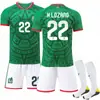 26 México Casa Nº. 14 Camisa 11 Jimenez 9 Raul Camisa de Futebol Camisa Infantil Adulto