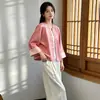 Conjunto de dos piezas de chaqueta jacquard estilo chino nuevo de seda para mujer de mediana edad y pantalones de pierna ancha, con garantía de calidad, reductor de edad, para primavera y otoño, estilo nacional