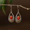 Pendientes Yuerxin de plata 925 con diseño de flor de palacio, estilo chino, estilo nacional, para mujer, con gotas de agua, estilo retro de ágata roja del sur.