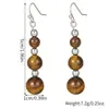 Pendientes de Gancho con Borla de Piedra Ojo de Tigre de Venta Caliente Transfronteriza para Mujeres Ins Personalizados Retro Joyería para Orejas con Cuentas de Piedra Natural Venta al por Mayor