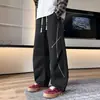 Pantalones casuales deportivos de estilo americano para primavera y otoño, de moda, con costuras visibles, de pierna recta holgada. (precio controlado en 89)