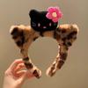 Molho de gato fofo ~ Orelhas de gato de pele preta Leopardo Pelúcia Cabelo Hoop Feminino Lavagem de rosto Maquiagem Faixa de cabeça Desenho animado Acessórios para cabelo