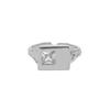 679 Estilo Coreano Ins Diseño Nicho Geométrico Cuadrado Micro-incrustado Zircón Textura Textura Plata Esterlina S925 Anillo Abierto para Mujer
