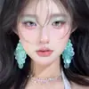Brincos Pétala Azul Nuclear Sonho para Mulheres, Brincos de Franja Exagerados Retrô, Brincos de Luxo Leve Estilo Coreano, Brincos