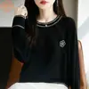 Top de punto de manga larga Camellia para mujer, nueva capa interior elegante, patrón de gofre juvenil, hombro normal, cuello redondo