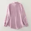 Moda de principios de primavera: Lujo Ligero, Tops Chic de Gama Alta Estilo Francés, Elegantes Camisas Rosas Bordadas de Manga Larga para Mujer