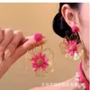 Pendientes Redondos de Flor con Borlas Estilo Resort Fresco de Playa, Lujo Ligero y Sensación de Alta Gama, Pendientes Versátiles con Sentido de Atmósfera