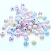 8mm Fondo Blanco Colorido Expresión Acrílico Cuentas Sueltas Mixtas Redondas Cuentas con Letras Pulsera DIY para Niños Pulsera Cuentas de Agujero Grande