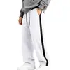 Pantalones deportivos casuales para hombre de otoño e invierno, de Amazon, independientes, de peso pesado, forrados de polar, con diseño de rayas, corte recto, talla grande, con cordón, pants para hombre