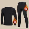 Traje de fitness ajustado para hombre con manga larga y forro polar, top de alta elasticidad de secado rápido para deportes de baloncesto, ropa interior térmica de invierno