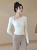Ropa de yoga para mujer, top deportivo de alta calidad con almohadilla para el pecho, corte entallado, manga larga, para entrenamiento de pilates y fitness, para principios de otoño.