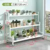 Soporte de Flores de Hierro Forjado de Múltiples Niveles para Balcón de Pie con Ruedas Estante Móvil para Macetas Estante de Almacenamiento de Plantas para Exterior e Interior Venta al por Mayor Transfronteriza