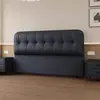Cabecero Moderno de Nuevo Estilo Minimalista de Madera Maciza Color Crema Integrado de Lujo Ligero de Pie con Respaldo de Cojín Suave, Se Vende por Separado