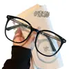 Óculos Retro Estampa de Leopardo Anti Luz Azul para Mulheres com Prescrição Miopia Rosto Redondo Armação Grande Lisa Armações Foscas para Olhos Femininas