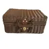 Maleta tejida de ratán vintage color café, Caja de regalo tejida, Caja de almacenamiento exterior para bodas, Caja de almacenamiento para el hogar lista para usar tejida de bambú