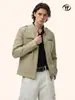 Chaqueta de Trabajo Yongfang Estilo Retro Americano con Cuello Alto para Hombres y Mujeres, Diseño Casual Ajustado con Múltiples Bolsillos, Estilo Corto