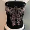 Venda Direta de Fábrica Transfronteiriça INS Tendência Europeia e Americana Verão Novo Estilo Fashionável Estampado Y2K Padrão Gótico Camiseta Feminina