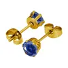 Moda Europea y Americana Nuevos Zircones de Colores Seis Garras Redondo de Zirconia Simple Versátil Pendientes Joyería de Uña de Cartílago Auricular Suministro Directo de Fábrica