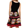Nuevo vestido tipo tank top sin mangas con calavera del Día de Muertos de estilo europeo y americano, impreso en 3D