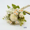 Flores artificiales de seda, ramos de flores de seda estilo europeo, productos transfronterizos más vendidos, ramos de color naranja-rosado otoñal, arreglos florales para decoración de salones de bodas