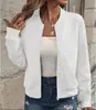 Cardigan de Tricô com Zíper e Gola Alta Meia-manga Estilo Western Europeu e Americano Primavera 2024 Casaco Elegante de Manga Longa Feminino