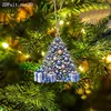 Navidad Nuevo Muñeco de Nieve Acrílico Adorno Navideño Adorno Plano 2D para Árbol de Navidad Decoración Festiva Regalo