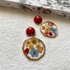 Pendientes de flores secas estilo retro francés de jardín de primavera 2024, nuevos y bonitos, estilo pastoral japonés, con personalidad para niña.