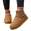 Botas de Nieve Cálidas de Punto con Suela Gruesa para Mujer Comercio Exterior Talla Grande Botines Nuevos de Otoño Zapatos de Algodón Engrosados con Felpa Venta al por Mayor
