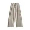 Calças de Linho com Padrão, Corte em Foice, Cinto, Estilo Old Money, Wukong Youhuo, para Homens, Casuais, Soltas, de Perna Larga, Conjunto