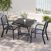 Mesas e Cadeiras de Exterior para Pátio, Jardim e Café; Mesas e Cadeiras de Jantar de Madeira Plástica Impermeável para Varandas Abertas em Estilo Levemente Luxuoso