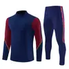 Traje de entrenamiento de fútbol de manga larga con media cremallera, hecho a medida para otoño e invierno, top y pantalón para gimnasio, uniforme de equipo, ropa de competición, talla europea
