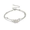 Pulsera de acero de titanio para comercio exterior, cadena de cuentas, cadena cruzada, pulsera de doble capa, corte hueco, copo de nieve, personalidad, moda, pulsera de acero inoxidable