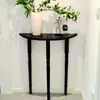 Mesa de entrada de madera maciza estilo francés, soporte de exhibición simple semicircular para entrada de sala de estar y pasillo, estante de pared, diseño minimalista negro estilo europeo