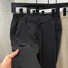 Pantalones Casuales Frescos de Seda de Hielo para Hombre 2025 Nuevo Verano Edad Media Casual Pantalones Rectos Pantalones de Hombre Pantalones de Alta Elasticidad