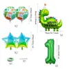 Nuevo Sombrero de Cumpleaños de Dibujos Animados Verdes Set de Globos de Papel de Aluminio de Dinosaurio Decoración de Fiesta de Cumpleaños para Niños