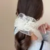 Scrunchie de Renda Bordada Doce Super Fada Estilo Francês Elástico para Rabo de Cavalo Alto Coque Acessório de Cabelo para Mulheres