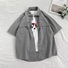 Camisa de manga corta de color liso de verano para hombre, estilo japonés, holgada, de media manga, estilo Hong Kong, blanca, moderna.