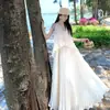 Elegante diseño estilo francés, vestido de tirantes de ilusión de dos piezas irregulares, hermoso vestido largo plisado de hada estilo vacaciones de verano para mujer